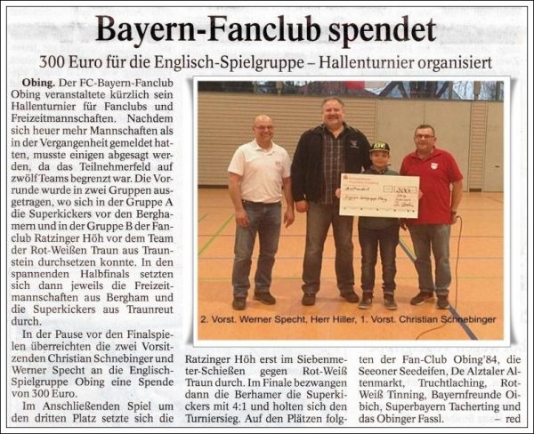 Spende Hallenturnier Zeitung 2017 3